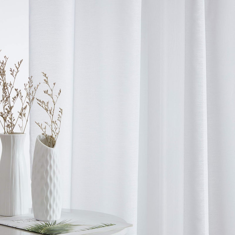 HLC.ME Lauren Semi Sheer Light Filtering Transparent Pocket Top & Back Tab Lightweight Short Window Curtains Drapery Panels Bedroom & Living Room, 2 Panels (54 x 63 Inch, White) - Image 5